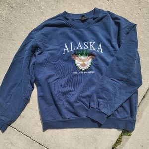 Forever 21 Embroidered Alaska Crewneck Pullover - Navy - Women's Large